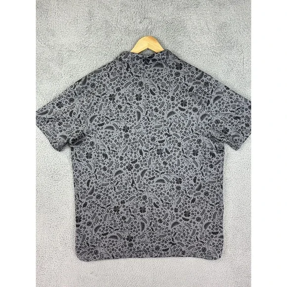 Puma Polo Shirt Mens Large Gray Floral Allover Print Performance Golf Paisley - Picture 6 of 8